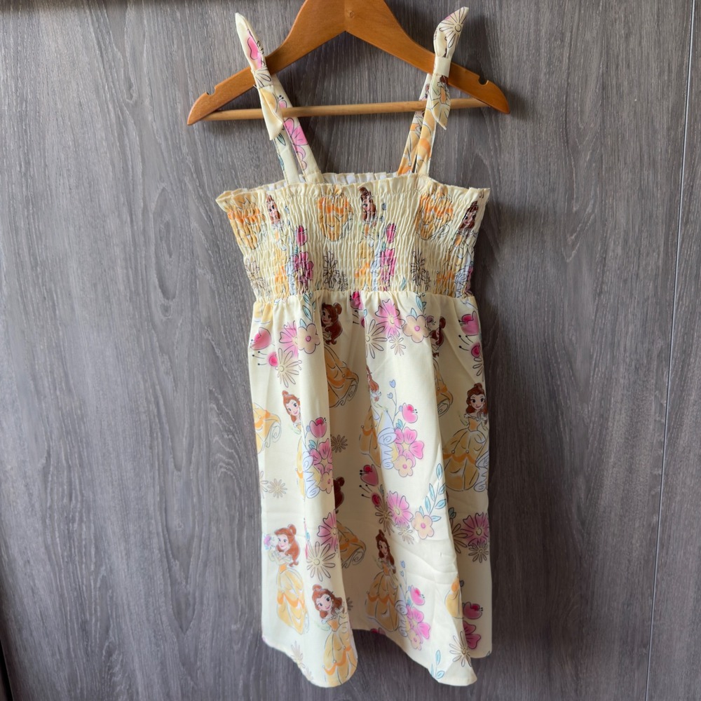 PatPat Disney Belle Smocked Dress Girl 5-6Y Yellow Floral Princesscore NWT - Picture 2 of 7